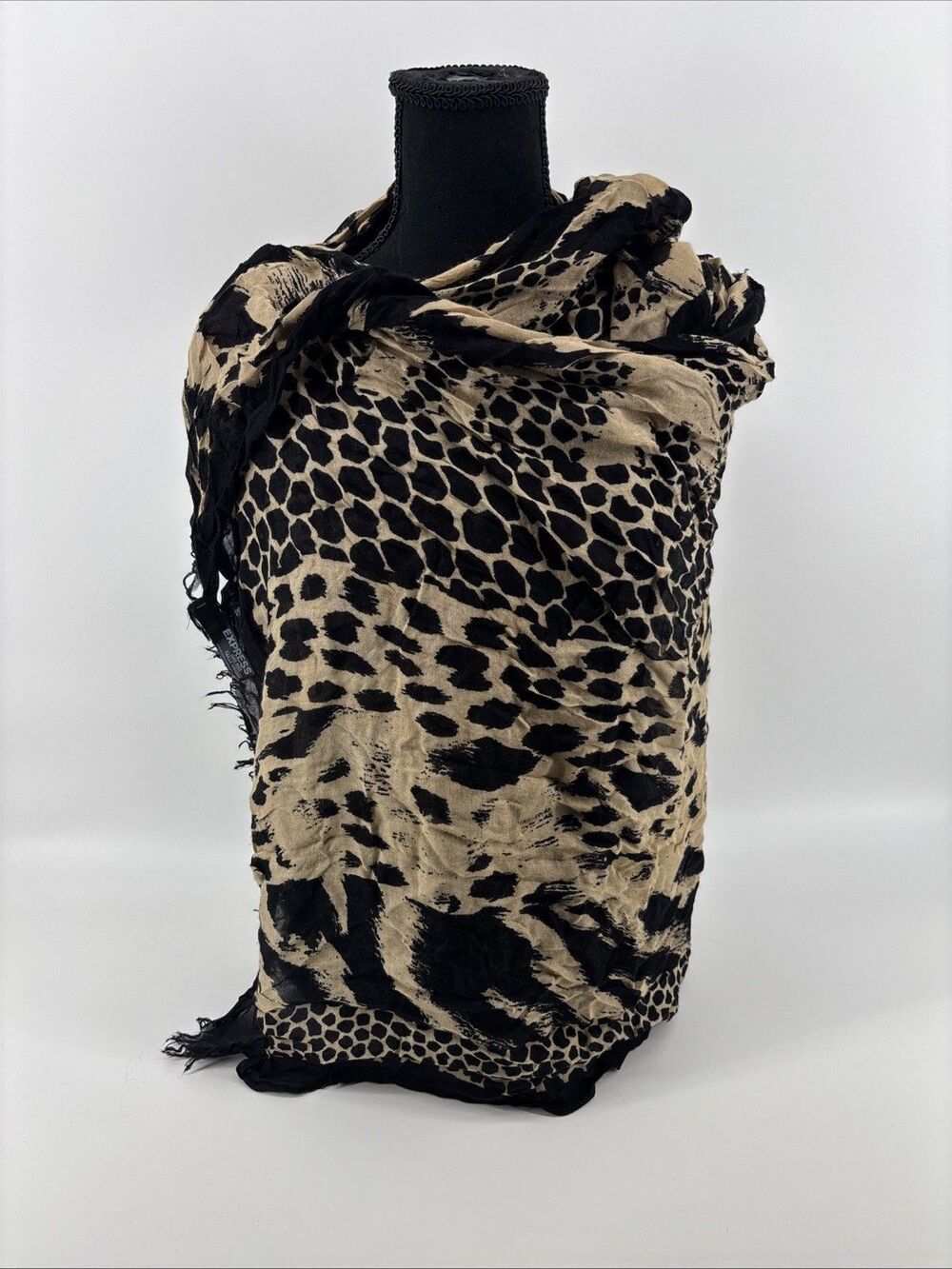 Express Animal Print Scarf/wrap Rectangle Fray Edge 36X72 in